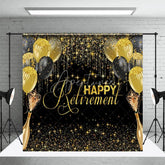 Aperturee - Champagne Black Gold Ballloons Retirement Backdrop
