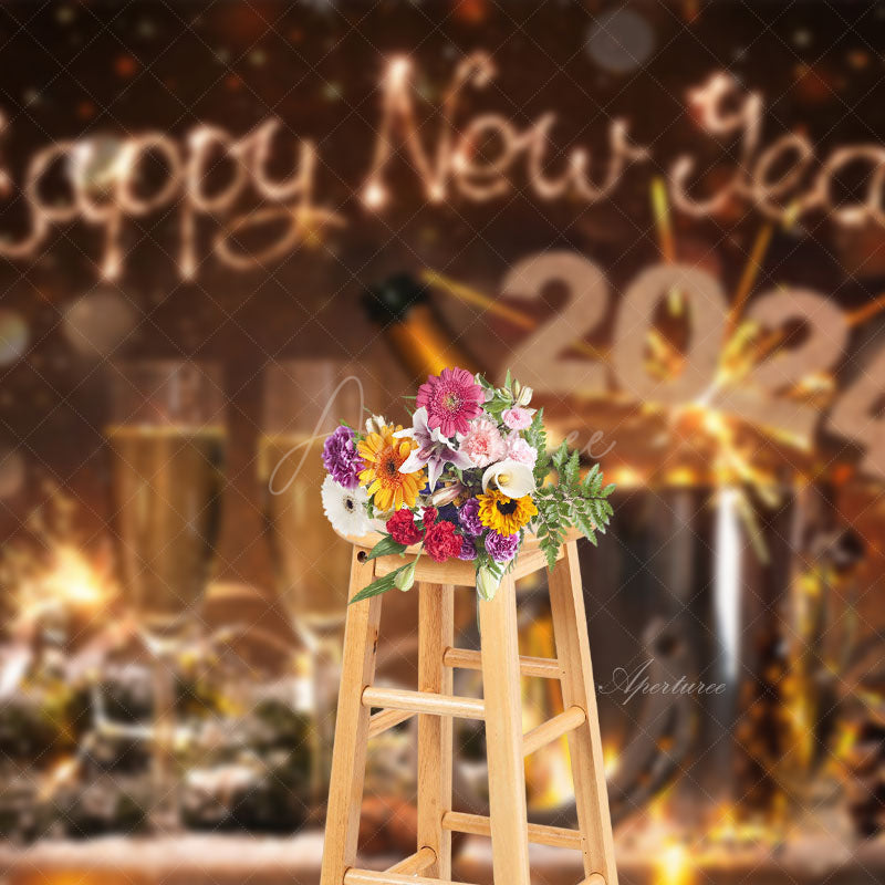 Aperturee - Champagne Celebration Happy New Year 2023 Backdrop