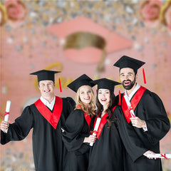 Aperturee - Champagne Diamond Glitter Floral Pink Grad Backdrop