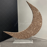 Aperturee - Champagne Gold Glitter Moon Wedding Arch Backdrop For Decor