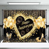 Aperturee - Champagne High Heels Balloon Anniversary Heart Backdrop