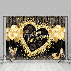 Aperturee - Champagne High Heels Balloon Anniversary Heart Backdrop