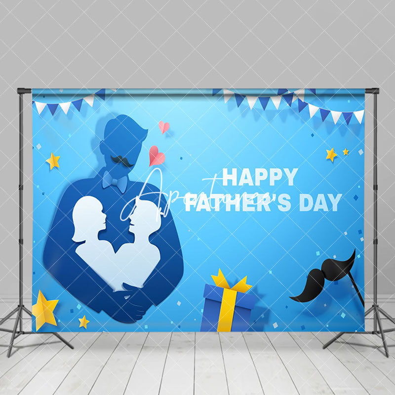 Aperturee - Character Paper Cutting Blue Fathers Day Backdrop