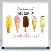 Aperturee - Chill With Us Ice Cream Custom Birthday Backdrop