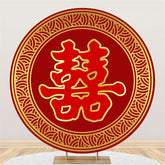 Aperturee Chinese Style Red Design Circle Wedding Backdrop