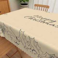 Aperturee - Christmas Ball Grass Pattern Beige Kitchen Tablecloth