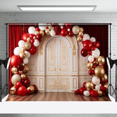 Aperturee - Christmas Balloon Arch White Gate Photo Backdrop