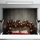 Aperturee - Christmas Balls Bed Headboard Backdrop For Photo