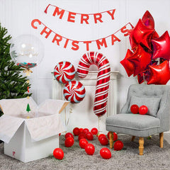 Aperturee - Christmas Garland Balloon Arch Kit Candy Red Star Gift | Party Decorations