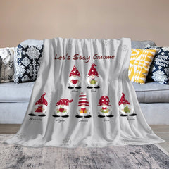 Aperturee - Christmas Gnome Custom Name Plush Fleece Blanket