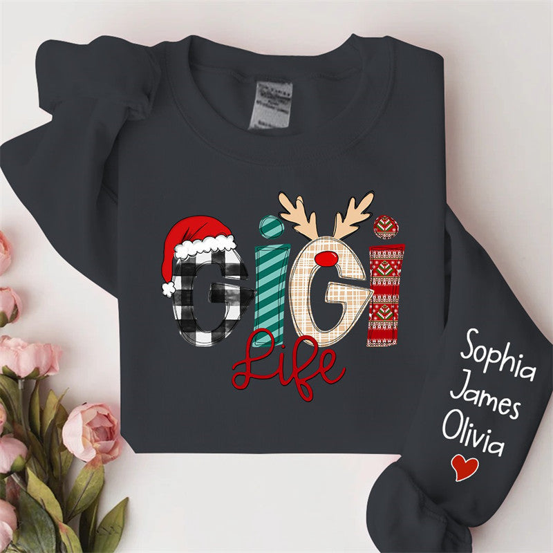 Aperturee - Christmas Love Custom Grandma Life Kids Sweatshirt