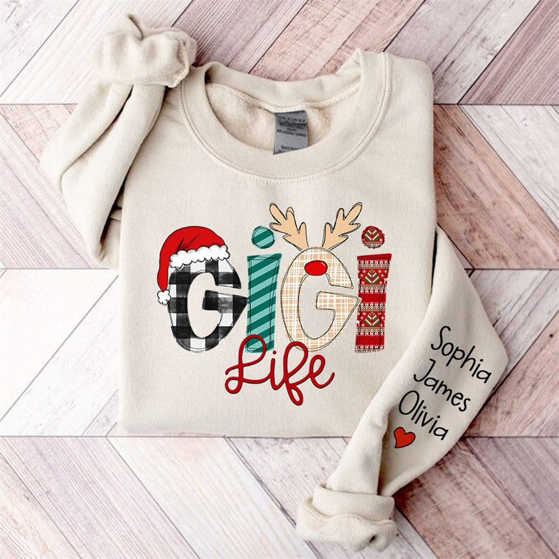 Aperturee - Christmas Love Custom Grandma Life Kids Sweatshirt