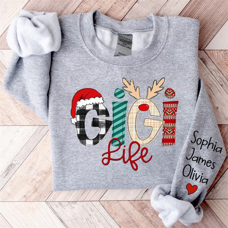 Aperturee - Christmas Love Custom Grandma Life Kids Sweatshirt