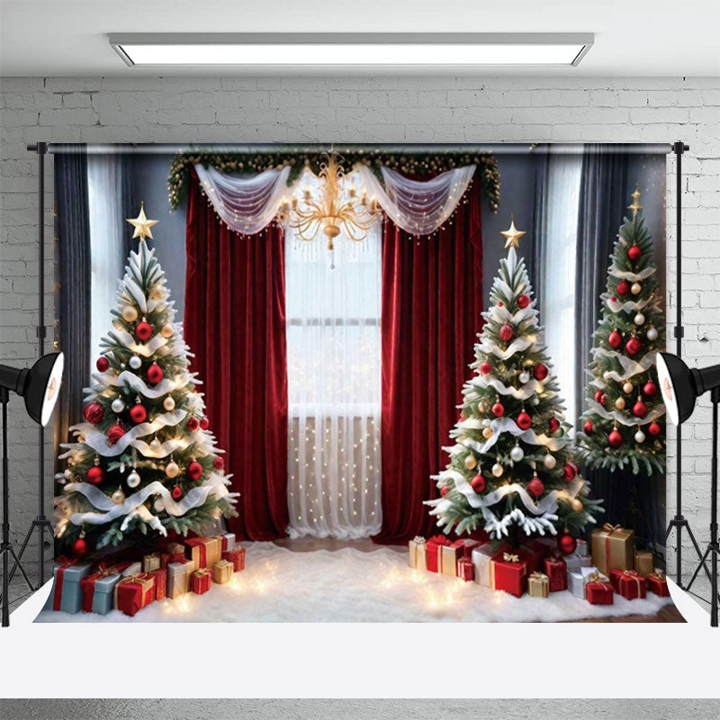 Aperturee - Christmas Tree Window Gifts Photoshoot Backdrop