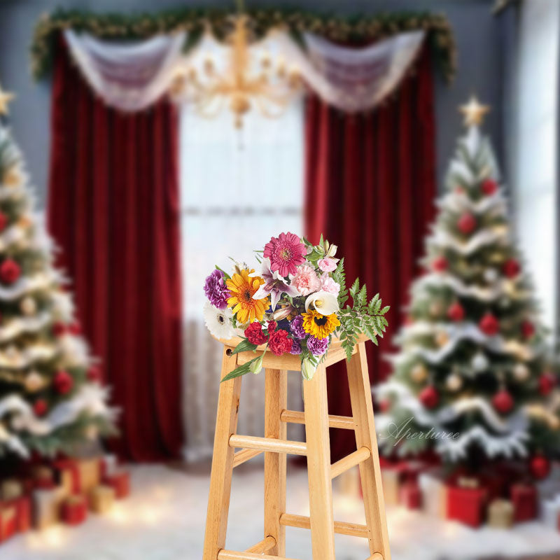 Aperturee - Christmas Tree Window Gifts Photoshoot Backdrop