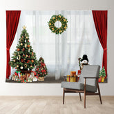 Aperturee - Christmas Tree With Wreath Gift Holiday Backdrop