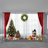 Aperturee - Christmas Tree With Wreath Gift Holiday Backdrop