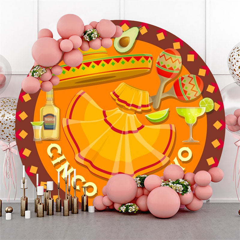 Aperturee - Cinco Mayo Dress Hat Round Mexican Fiesta Backdrop