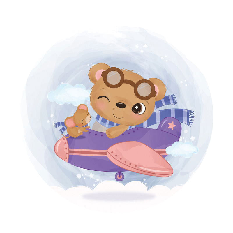 Aperturee - Circle Airplane And Bear Baby Shower Backdrop