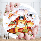 Aperturee - Circle Animals And Airplane Birthday Backdrop