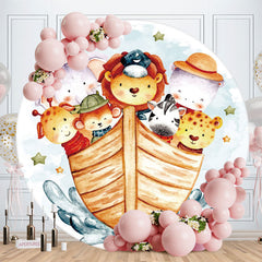 Aperturee - Circle Animals On Board Happy Birthday Backdrop