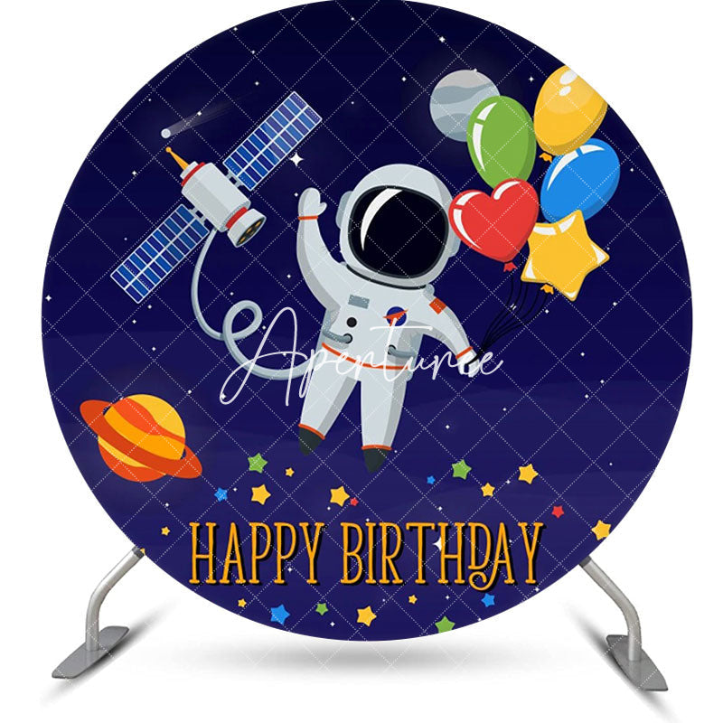 Aperturee - Circle Astronaut Satellite Galaxy Balloons Backdrop