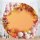 Aperturee - Circle Autumn Leaves Birthday Backdrop For Decoration