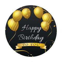 Aperturee - Circle Black And Gold Ballons Birthday Backdrop