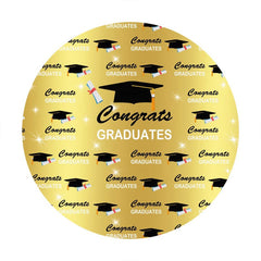 Aperturee - Circle Black Bachelor Cap Gold Graduation Backdrops
