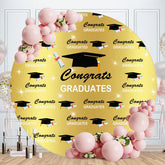 Aperturee - Circle Black Bachelor Cap Gold Graduation Backdrops