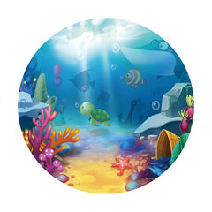 Aperturee - Circle Cartoon Sea World Birthday Party Backdrop