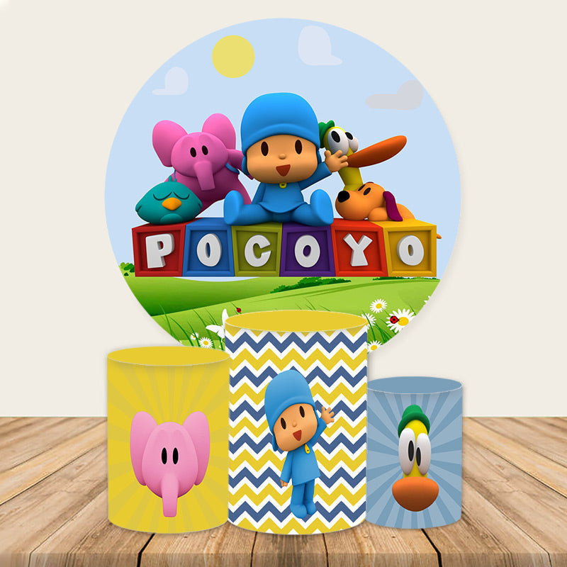 Aperturee Circle Cartoon Sky Animals Birthday Party Bsckdrop Kit