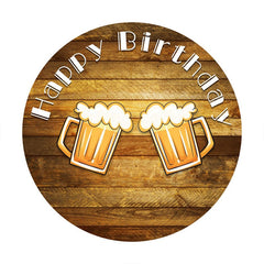 Aperturee - Circle Cheers To Happy Birthday Party Wooden Backdrop