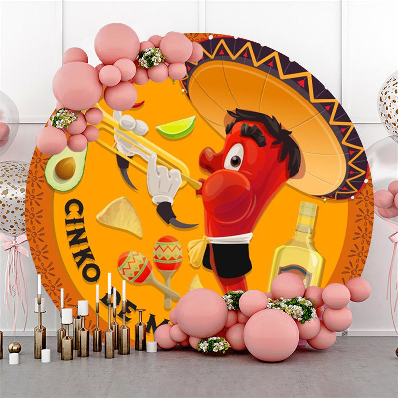 Aperturee - Circle Cinco Mayo Cute Chili Mexican Fiesta Backdrop
