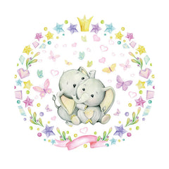Aperturee - Circle Elephants And Love Baby Shower Backdrop