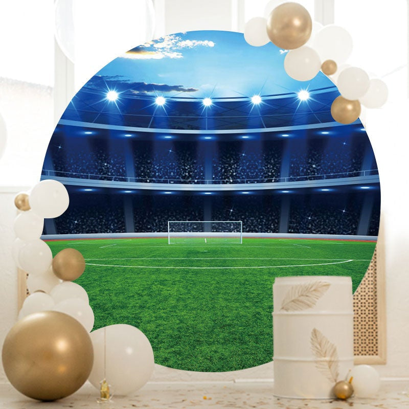 Aperturee - Circle Football Field Happy Birthday Backdrop For Boy