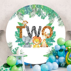 Aperturee - Circle Forest Animals Round 2nd Birthday Backdrop
