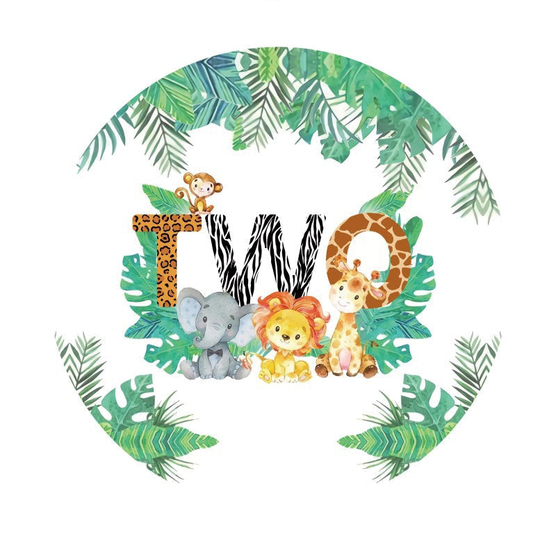 Aperturee - Circle Forest Animals Round 2nd Birthday Backdrop