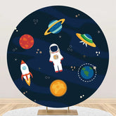 Aperturee - Circle Galaxy Planets Astronaut Rocket Boys Backdrop