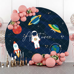 Aperturee - Circle Galaxy Planets Astronaut Rocket Boys Backdrop