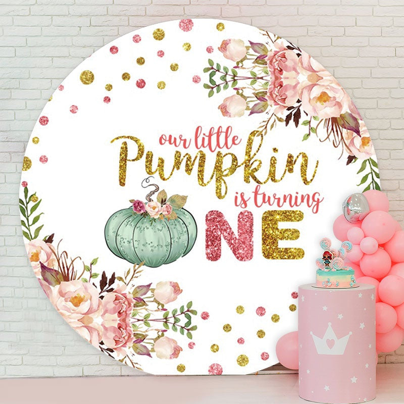 Aperturee - Circle Glitter Pumpking 1st Birthday Backdrop
