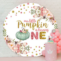 Aperturee - Circle Glitter Pumpking 1st Birthday Backdrop
