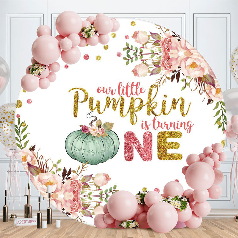 Aperturee - Circle Glitter Pumpking 1st Birthday Backdrop