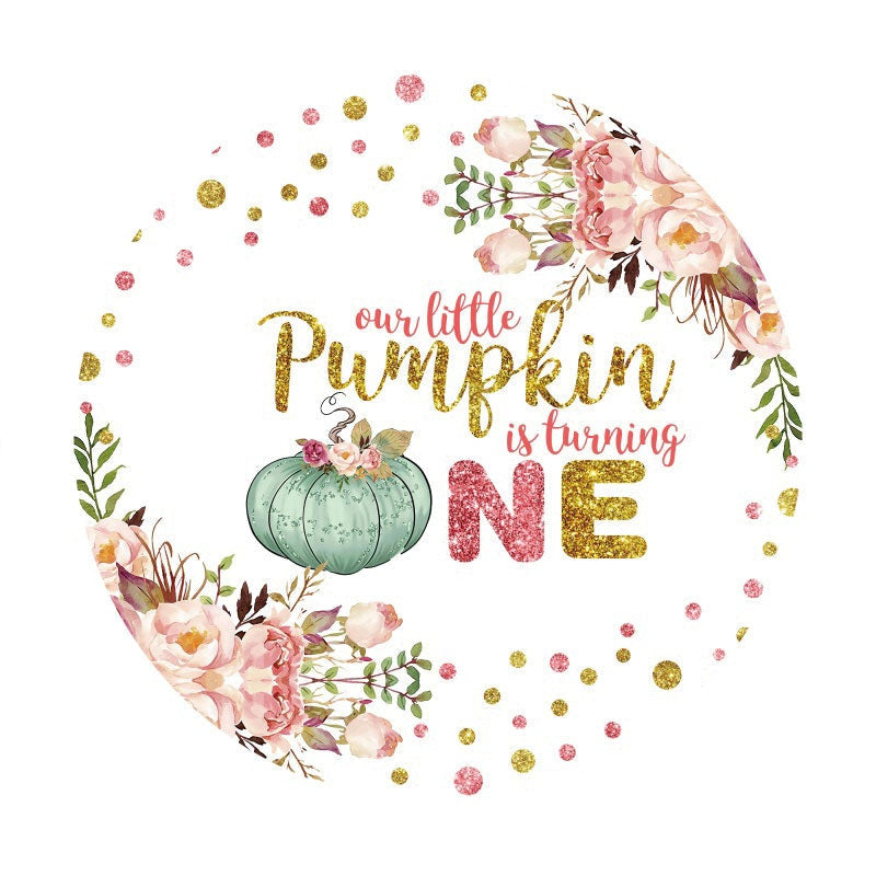 Aperturee - Circle Glitter Pumpking 1st Birthday Backdrop