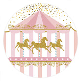 Aperturee Circle Gold Glitter Carousel Pink Birthday Backdrop