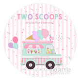 Aperturee Circle Ice Cream Van Stripe 2nd Happy Birthday Backdrop