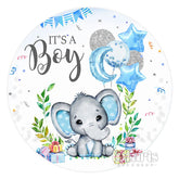 Aperturee Circle Its A Boy Elephant Baby Shower Backdrop Banner
