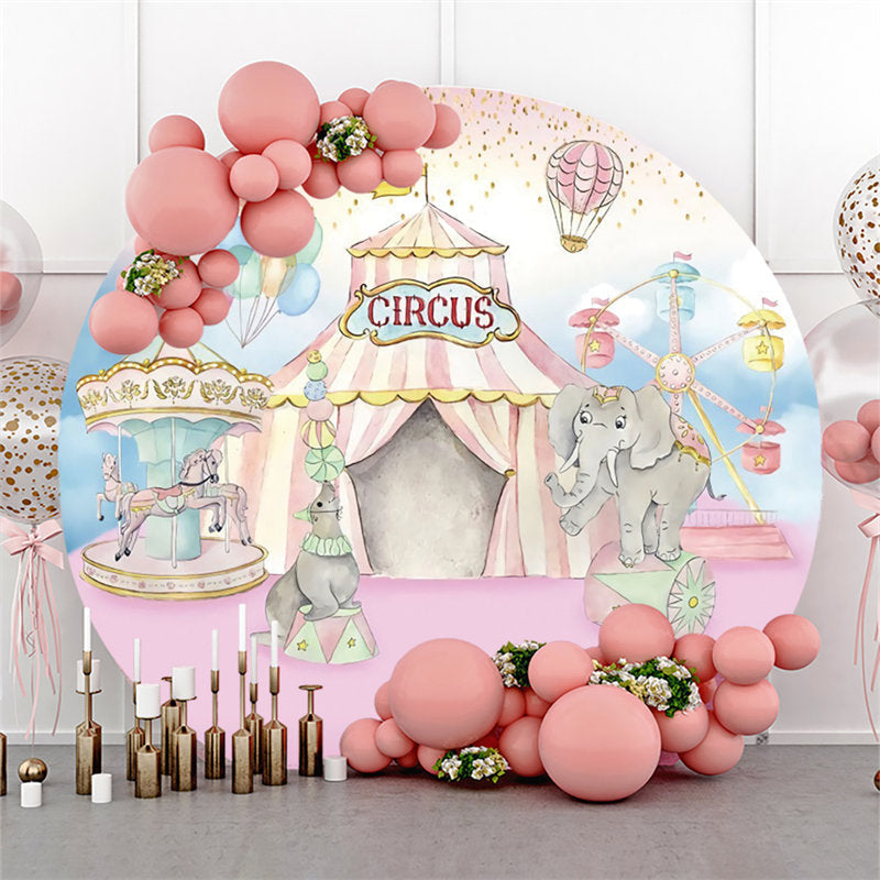 Aperturee Circle Light Pink Circus Theme Birthday Party Backdrop