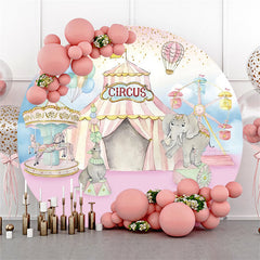 Aperturee Circle Light Pink Circus Theme Birthday Party Backdrop