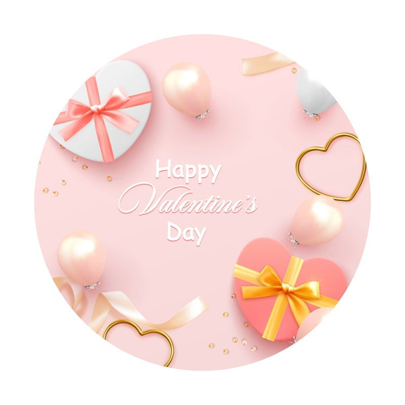 Aperturee - Circle Love Gift Pink Valentines Day Backdrop